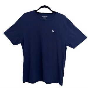 True Religion mens XL Logo T shirt buddha Horseshoe Blue Y2K